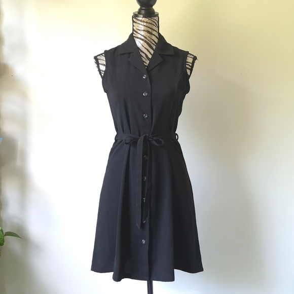 SOLD! Vintage button front belted midi dress - Picture 3 of 7